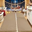 Upgrade Waffle Bath Mat Set 3 Piece, Boho Bathroom Rugs Absorbent Non Slip, Ultra Soft Bathroom Mat, Machine Washable Knit Bath Rugs with Border for Bathroom, Bedroom, Kitchen, Shower, Tub, Beige