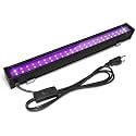 Upgraded 1 Pack 24W LED Black Light Bar, Black Lights Party Supplies for Halloween Glow Fluorescent Party Bedroom Game Room Body Paint Stage Lighting