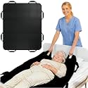 Upgraded 3-Layer Positioning Bed Pad with Handles, Transfer &amp; Slide Sheet for Elderly Care, Waterproof Washable Draw Sheet for Turning, Lifting &amp; Repositioning (48" x 40", Black)