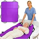 Upgraded 3-Layer Positioning Bed Pad with Handles, Transfer & Slide Sheet for Elderly Care, Waterproof Washable Draw Sheet for Turning, Lifting & Repositioning (48" x 40", Purple)