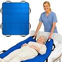 Upgraded 3-Layer Positioning Bed Pad with Handles, Transfer &amp; Slide Sheet for Elderly Care, Waterproof Washable Draw Sheet for Turning, Lifting &amp; Repositioning (48" x 40", Blue)