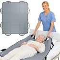 Upgraded 3-Layer Positioning Bed Pad with Handles, Transfer &amp; Slide Sheet for Elderly Care, Waterproof Washable Draw Sheet for Turning, Lifting &amp; Repositioning (48" x 40", Gray)