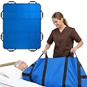 Upgraded 3-Layer Positioning Bed Pad with Handles, Transfer &amp; Slide Sheet for Elderly Care, Waterproof Washable Draw Sheet for Turning, Lifting &amp; Repositioning (43" x 36", Blue)