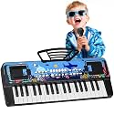 Upgraded 37 Keys Kids Piano Keyboard with Mic Music Stand for 3-6 - Black