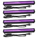 Upgraded 4 Pack 24W LED Black Light Bar, Black Lights Party Supplies for Halloween Glow Fluorescent Party Bedroom Game Room Body Paint Stage Lighting