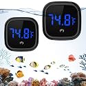 Upgraded Aquarium Thermometer, 2 Pack Digital Fish Tank Thermometer, Large LED HD Display ±0.1°F, Fahrenheit Tank Temperature Measurement for Fish, Axolotl (Black)