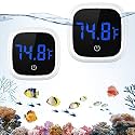 Upgraded Aquarium Thermometer, 2 Pack Digital Fish Tank Thermometer, Large LED HD Display ±0.1°F, Fahrenheit Tank Temperature Measurement for Fish, Axolotl, Turtle
