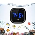 Upgraded Aquarium Thermometer, Digital Fish Tank Thermometer, Large LED HD Display ±0.1°F, Fahrenheit Tank Temperature Measurement for Fish, Axolotl (Black)