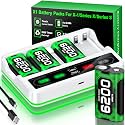 Upgraded Fast Charging Rechargeable Battery Pack for Xbox -4x6200mWh Batteries with Light Control &amp;Charger Dock -Compatible with Xbox Series X|S,One S/X,Elite Controllers, Charger Sets, White