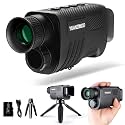 Upgraded Night Vision Monocular Digital Infrared Monocular Telescope for 100% Darkness with 8X Zoom 2000mAh Rechargeable Battery Tripod 32 GB SD Card &amp; Card Reader, for Adult Hunting Camping