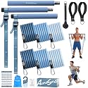 Upgraded Pilates Bar Kit with Resistance Bands Natural Latex for Women & Men, Heavy-Duty Stainless Steel Multifunctional Yoga Pilates Stick for Home Gym Exercise Fitness Equipment Full-Body Workouts