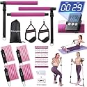 Upgraded Pilates Bar Kit with Resistance Bands Natural Latex for Women & Men, Heavy-Duty Stainless Steel Multifunctional Yoga Pilates Stick for Home Gym Exercise Fitness Equipment Full-Body Workouts
