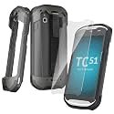 Upgraded Protective Case for Zebra TC51 TC52 TC56 TC57 TC510K Rugged Boot Case Cover for Zebra Scanner TC52x TC57x TC52ax with Hand Strap & Tempered Glass (Black)