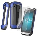 Upgraded Protective Case for Zebra TC51 TC52 TC56 TC57 TC510K Rugged Boot Case Cover for Zebra Scanner TC52x TC57x TC52ax with Hand Strap & Tempered Glass (Blue)