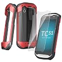 Upgraded Protective Case for Zebra TC51 TC52 TC56 TC57 TC510K Rugged Boot Case Cover for Zebra Scanner TC52x TC57x TC52ax with Hand Strap &amp; Tempered Glass (Red)