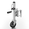 Upgraded Spoke Wheel Trailer Jack, 10" Vertical Movement, 1500 lbs, for RV, Boat, Trailer and More, Black, Silver