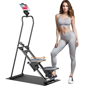 upgraded stair stepper for home gym - full-body vertical climber with larger pedals adjustable handlebar and compact folding design for cardio workouts300lbs capacity