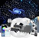 Upgraded Starlight Headliner Kit, Meteor &amp; Music Effect 16 Million Colors, 22W RGBW 1300pcs 0.2in x 4.92ft, Split 4+10 Holes Fiber Optic Light Kits for Car Home Ceiling, APP &amp; Remote