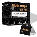 Upgraded Sticky Clothes & Pantry Moth Traps with Pheromone Lure, 12 Pack