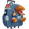 Naturally KIDS Toddler Suitcase w. Plush Brown Dinosaur Toy, w. Pockets