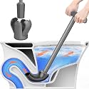 Upgraded Toilet Plunger with Holder, Wall Mounted Toilet Bowl Plunger with Hideaway Caddy, Dual Handle Plunger for Bathroom Built-in Drip Tray