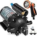 [Upgraded Version] Fresh Water Pump with Spray Gun, 12V DC Water Pump, 6.5GPM 70PSI Five Chamber Self-Priming Diaphragm Water Pump with Heavy Duty Pressure Switch and Strainer