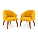 Upholstery Barrel Arm Chair with Soft Serenity Suede Fabric for Dining Room, Living Room, Bedroom, Cafe, or Restaurant with Comfortable &amp; Stylish | Maroon Set of 2