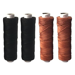 upholstery leather nylon thread thick 060 mm 2 ply hi tenacity nylon colour black and light brown 1 spool 100 mtr pack of 2 spool 1 hand stitching tool combo pack 2 pcs blk 2 pcs rust