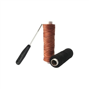 upholstery leather nylon thread thick 060 mm 2 ply hi tenacity nylon colour black and light brown 1 spool 100 mtr pack of 2 spool 1 hand stitching tool combo pack