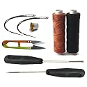 Upholstery Leather Nylon Thread, Thick 0.60 MM (2 ply Hi Tenacity Nylon) Colour Black and Light Brown, 1 Spool 100 MTR, Pack of 2 Spool, 1 Hand Stitching Tool. Combo Pack (1 BLK 1 Rust)