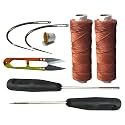 Upholstery Leather Nylon Thread, Thick 0.60 MM (2 ply Hi Tenacity Nylon) Colour Black and Light Brown, 1 Spool 100 MTR, Pack of 2 Spool, 1 Hand Stitching Tool. Combo Pack (2 PCS Rust)