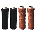 Upholstery Leather Nylon Thread, Thick 0.60 MM (2 ply Hi Tenacity Nylon) Colour Black and Light Brown, 1 Spool 100 MTR, Pack of 2 Spool, 1 Hand Stitching Tool. Combo Pack (2 PCS BLK 2 PCS Rust)