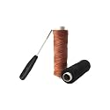 Upholstery Leather Nylon Thread, Thick 0.60 MM (2 ply Hi Tenacity Nylon) Colour Black and Light Brown, 1 Spool 100 MTR, Pack of 2 Spool, 1 Hand Stitching Tool. Combo Pack