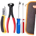 Upholstery Staple Remover Tack Puller Nail Remover Tool Set Nail Puller Plier, Staple Puller, Tack Lifter, Fastener Remover, for Furniture Floor Wall Wooden Case Photo Frame with a Leather Zipper Bag