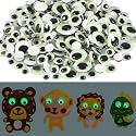 UPINS 300Pcs Googly Wiggle Eyes Self Adhesive, Glowing in Dark Wiggle Eyes for Craft Sticker Sparkle Googly Eyes for DIY Decoration 6 mm 8 mm 10 mm 12 mm