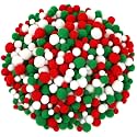 UPINS 600Pcs Christmas Pompom Balls, Red Green White Pom Poms for Crafts