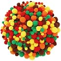 UPINS 600Pcs Fall Pompom Balls, Orange Brown Red Pom Poms for Crafts