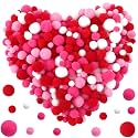 UPINS 600Pcs Valentine's Day Pompom Balls, Pink Red Pom Poms for Crafts