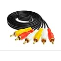 Upix 3RCA Male to 3RCA Male Audio Video Cable 1.3 Meters (4.3 Feet) Compatible for TV, LCD, LED, Set Top Box, DTH, DVD, VCR