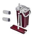 Fuchsia Flat mop and Bucket Set Mop Floor Cleaning System - 360 Dry Wet Reusable Dust Mops with 2 Soft Refill Pads &amp; Handle (39 CM X 23 CM X 122 CM)