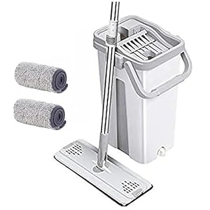 blue hands-free squeeze microfiber flat spin small mop cleaning system 360 flexible head 32 x 12 cm dry wet reusable dust small mops total 2 pads amp handle 39 cm x 23 cm x 122 cm