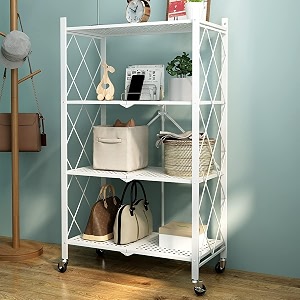 Foldable Movable Storage Rack Organiser Book Shelf