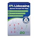 4% Lidocaine Pain Relief Patches Maximum Strength, Low Odor, 20 Count- 0123