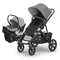 UPPAbaby Travel System - Vista V3 Stroller + Aria Lightweight Car Seat Combo - Toddler Seat, Car Seat, Base with Load Leg + Infant Insert Included – Greyson (Charcoal Mélange) + Anthony (Grey)