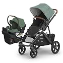 UPPAbaby Travel System - Vista V3 Stroller + Aria Lightweight Car Seat Combo - Toddler Seat, Rain Shield, Bug Shield, Car Seat, Base with Load Leg + Infant Insert Included – Gwen (Green Mélange)