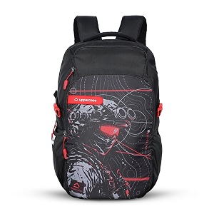 uppercase 31l pixel 04 laptop backpack  school bag  triple compartment  quick-access pocket  well-padded bag  side compression strap  trolley sleeve for unisex  750 days warranty black