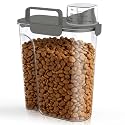 Uppetly Dog Cat Food Storage Container, 5-7Lbs Pet Food Containers, Airtight Cat Food Container with Portable Handle & Measuring Cup, Small Animal Dry Food Dispenser for Dogs, Cats and Birds Grey