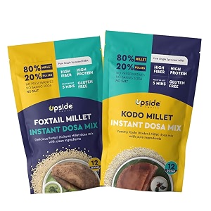upside health millet instant dosa mix-sprouted millet pack of 2 24 dosas  kodo amp foxtail millet  high protein dosa  instant dosa  no salt - no preservatives