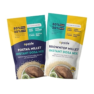 upside health millet instant dosa mix-sprouted millet pack of 2 24 dosas  foxtail amp browntop millet  high protein dosa  instant dosa  no salt - no preservatives