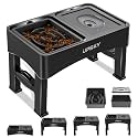 UPSKY 2-in-1 Elevated Dog Bowls Set with 4 Height Adjustable Stand, Balck
